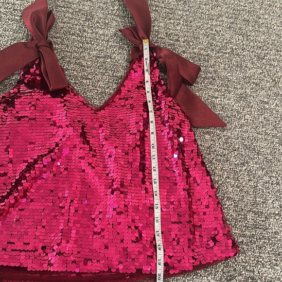 NWT Anthropologie Petite Maeve Sequin Tie Shoulder Top Sz LP - Picture 11 of 11